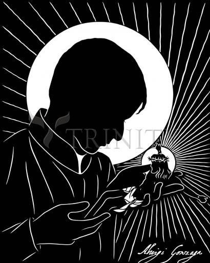 Wall Frame Black, Matted - St. Aloysius by D. Paulos