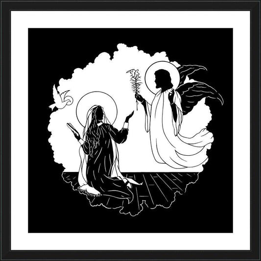 Wall Frame Black, Matted - Annunciation by D. Paulos