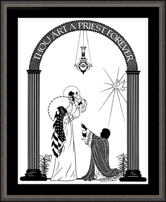 Wall Frame Espresso, Matted - Thou Art A Priest Forever by D. Paulos