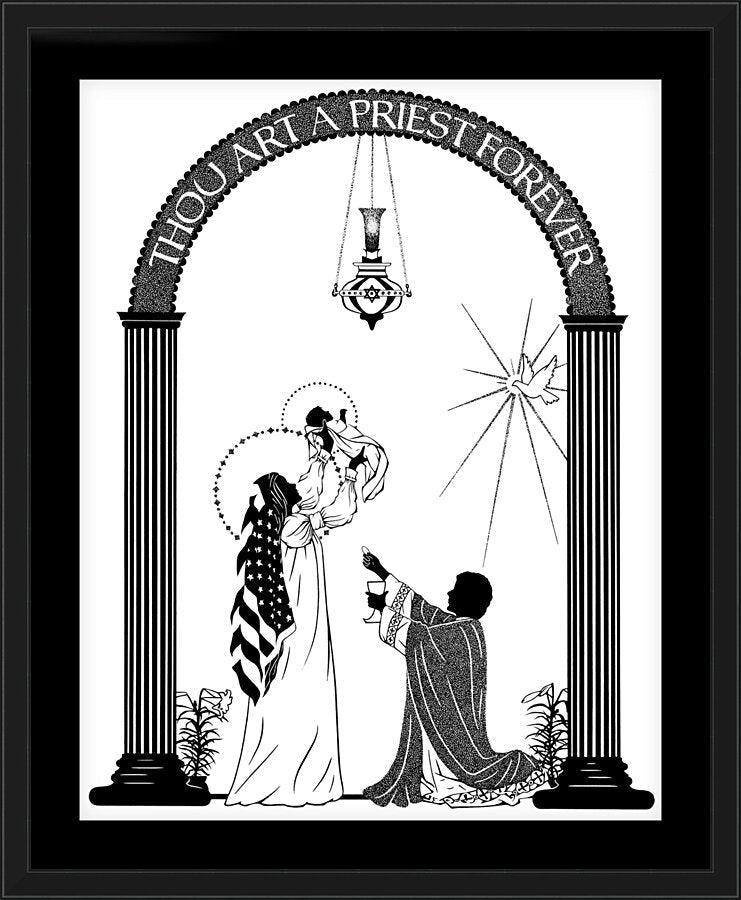 Wall Frame Black, Matted - Thou Art A Priest Forever by D. Paulos