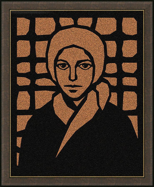 Wall Frame Espresso - St. Bernadette of Lourdes - Brown Glass by D. Paulos