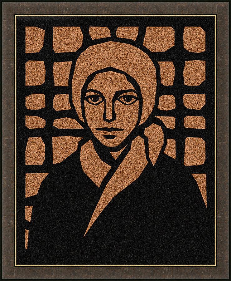 Wall Frame Espresso - St. Bernadette of Lourdes - Brown Glass by D. Paulos