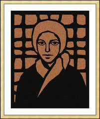 Wall Frame Gold - St. Bernadette of Lourdes - Brown Glass by D. Paulos