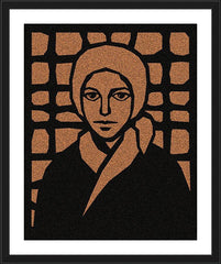 Wall Frame Black - St. Bernadette of Lourdes - Brown Glass by D. Paulos
