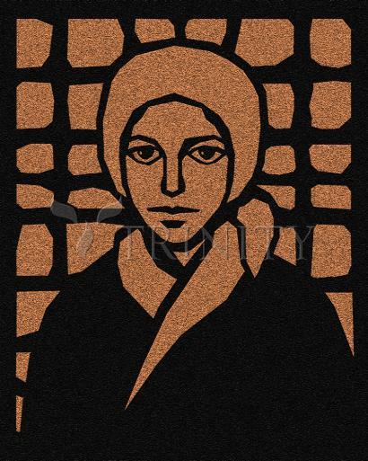 Wall Frame Gold, Matted - St. Bernadette of Lourdes - Brown Glass by D. Paulos
