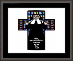 Wall Frame Espresso - St. Bernadette of Lourdes - Cross by D. Paulos