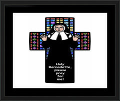 Wall Frame Black - St. Bernadette of Lourdes - Cross by D. Paulos