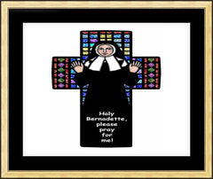 Wall Frame Gold - St. Bernadette of Lourdes - Cross by D. Paulos