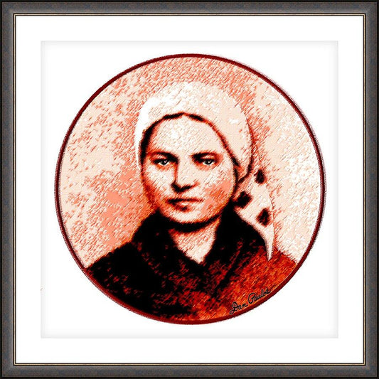 Wall Frame Espresso, Matted - St. Bernadette of Lourdes - Circle by D. Paulos