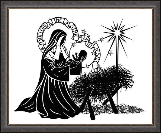 Wall Frame Espresso - St. Bernadette of Lourdes - Manger by D. Paulos