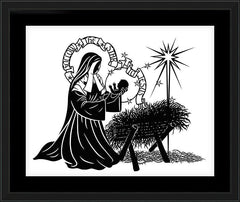 Wall Frame Black - St. Bernadette of Lourdes - Manger by D. Paulos