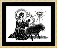 Wall Frame Gold - St. Bernadette of Lourdes - Manger by D. Paulos