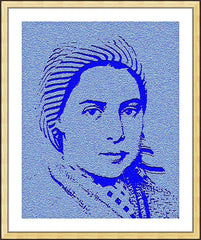 Wall Frame Gold - St. Bernadette of Lourdes - In Blue by D. Paulos