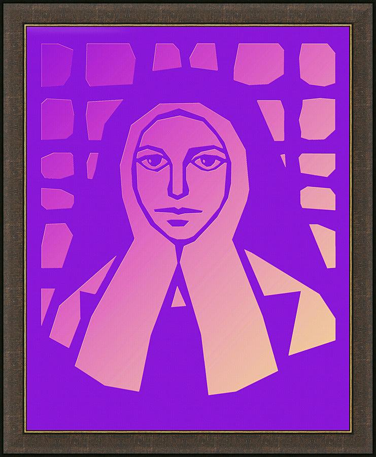 Wall Frame Espresso - St. Bernadette of Lourdes - Purple Glass by D. Paulos