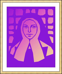 Wall Frame Gold - St. Bernadette of Lourdes - Purple Glass by D. Paulos