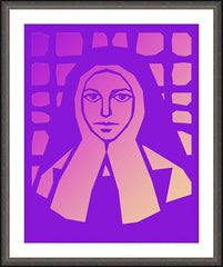 Wall Frame Espresso - St. Bernadette of Lourdes - Purple Glass by D. Paulos