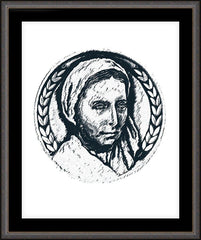 Wall Frame Espresso - St. Bernadette of Lourdes - Pen and Ink by D. Paulos