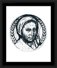 Wall Frame Black - St. Bernadette of Lourdes - Pen and Ink by D. Paulos