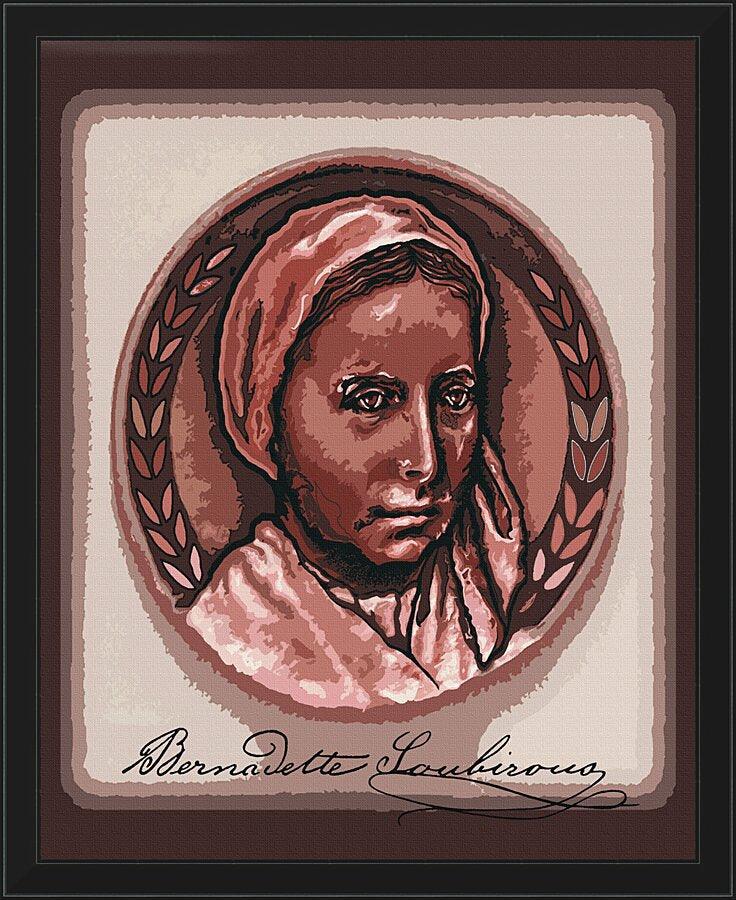 Wall Frame Black - St. Bernadette of Lourdes - Portrait with Signature by Dan Paulos - Trinity Stores