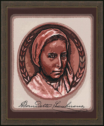 Wall Frame Espresso - St. Bernadette of Lourdes - Portrait with Signature by Dan Paulos - Trinity Stores