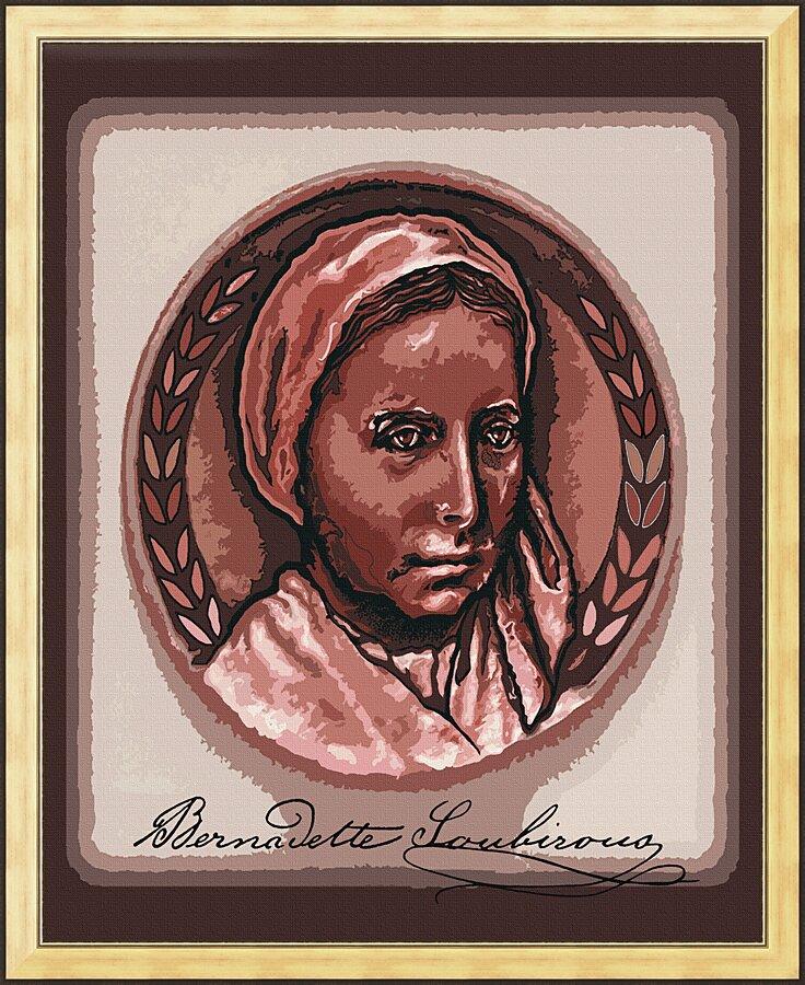 Wall Frame Gold - St. Bernadette of Lourdes - Portrait with Signature by Dan Paulos - Trinity Stores