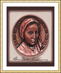 Wall Frame Gold - St. Bernadette of Lourdes - Portrait with Signature by D. Paulos