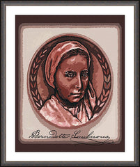 Wall Frame Espresso - St. Bernadette of Lourdes - Portrait with Signature by D. Paulos