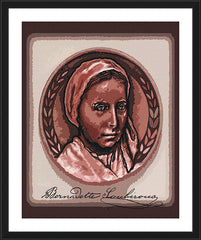 Wall Frame Black - St. Bernadette of Lourdes - Portrait with Signature by D. Paulos