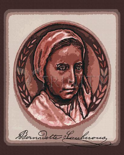 Wall Frame Espresso, Matted - St. Bernadette of Lourdes - Portrait with Signature by Dan Paulos - Trinity Stores