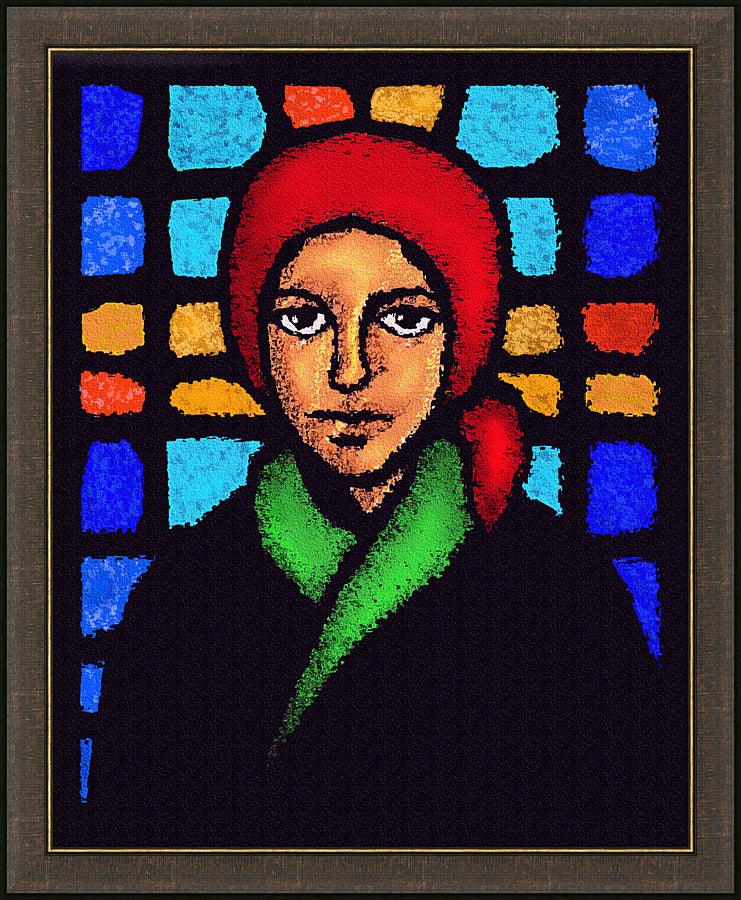 Wall Frame Espresso - St. Bernadette of Lourdes - Stained Glass by Dan Paulos - Trinity Stores