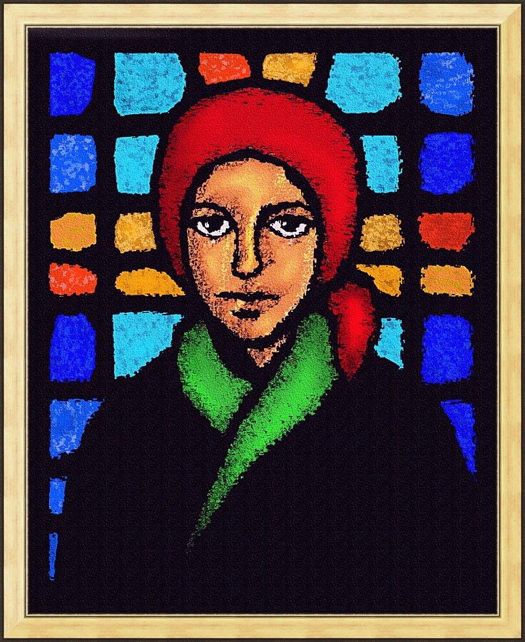 Wall Frame Gold - St. Bernadette of Lourdes - Stained Glass by Dan Paulos - Trinity Stores