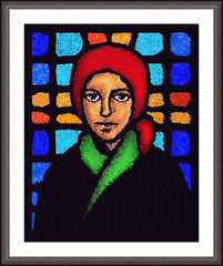 Wall Frame Espresso - St. Bernadette of Lourdes - Stained Glass by D. Paulos