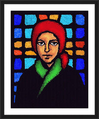 Wall Frame Black - St. Bernadette of Lourdes - Stained Glass by D. Paulos