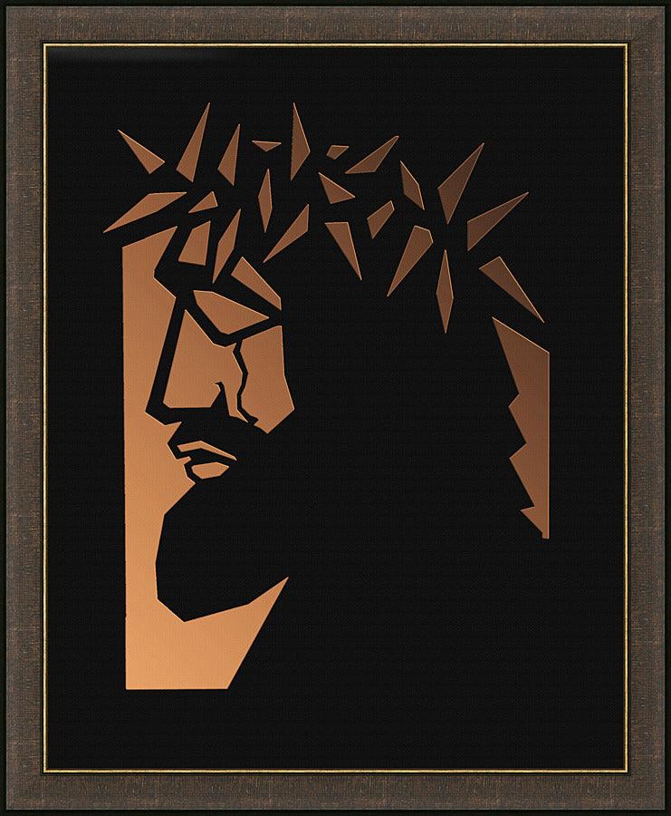 Wall Frame Espresso - Christ Hailed as King - Brown Glass by D. Paulos