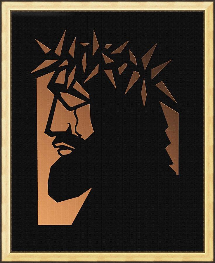Wall Frame Gold - Christ Hailed as King - Brown Glass by D. Paulos