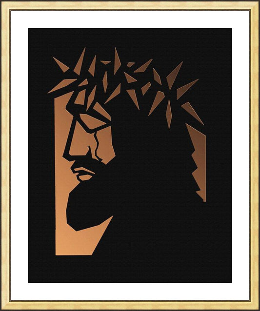 Wall Frame Gold, Matted - Christ Hailed as King - Brown Glass by D. Paulos