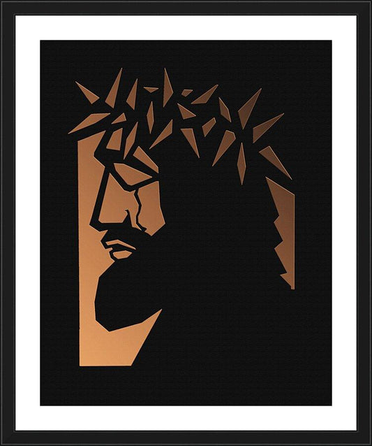 Wall Frame Black, Matted - Christ Hailed as King - Brown Glass by D. Paulos