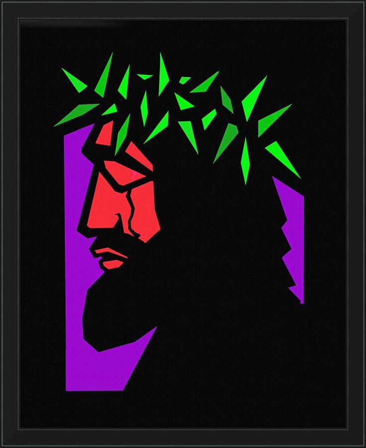 Wall Frame Black - Christ Hailed as King - Stained Glass by D. Paulos