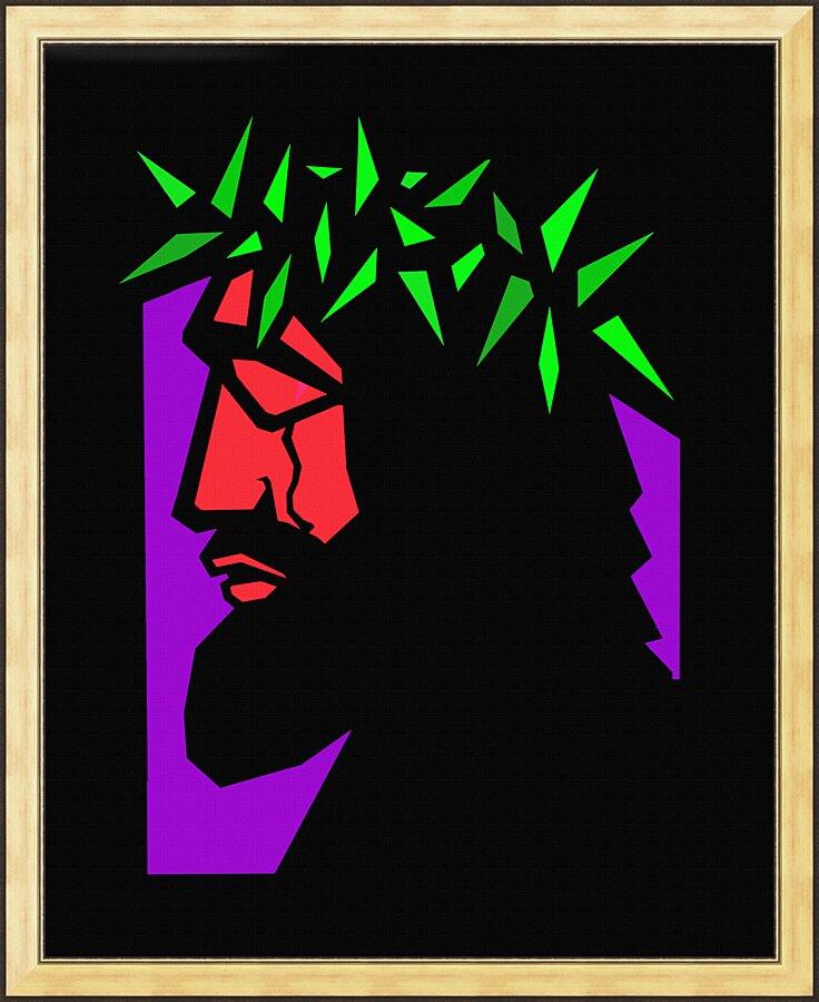 Wall Frame Gold - Christ Hailed as King - Stained Glass by D. Paulos