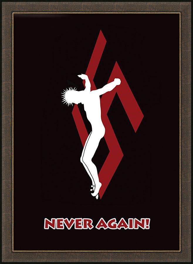 Wall Frame Espresso - Crucifix - Never Again by Dan Paulos - Trinity Stores