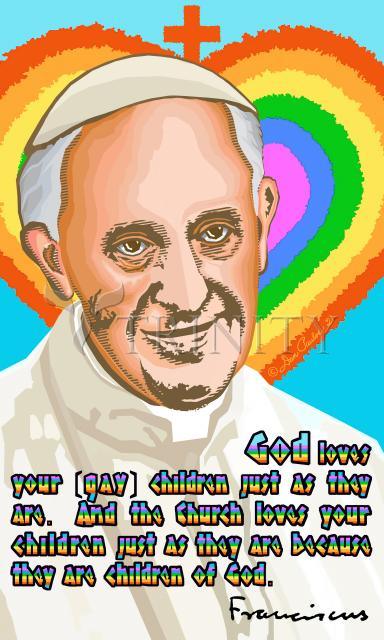 Wall Frame Gold, Matted - Pope Francis - God Loves Your Children by Dan Paulos