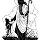 Wall Frame Black, Matted - Good Shepherd by D. Paulos