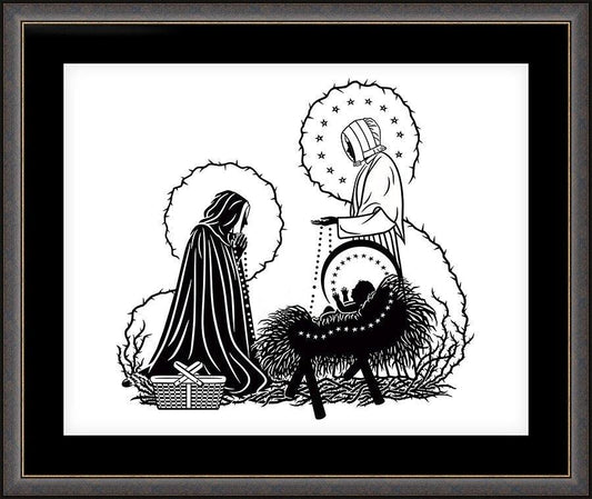Wall Frame Espresso, Matted - St. Jeanne Jugan and Infant Jesus by D. Paulos