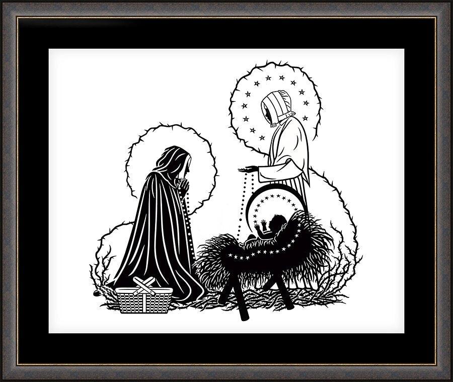 Wall Frame Espresso, Matted - St. Jeanne Jugan and Infant Jesus by Dan Paulos - Trinity Stores