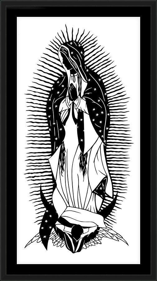 Wall Frame Black, Matted - Our Lady of Guadalupe by D. Paulos