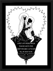 Wall Frame Black - Lovely Lady Dressed in Blue by D. Paulos