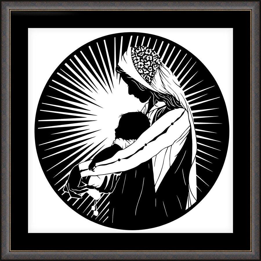 Wall Frame Espresso, Matted - Our Lady of the Light - ver.2 by D. Paulos