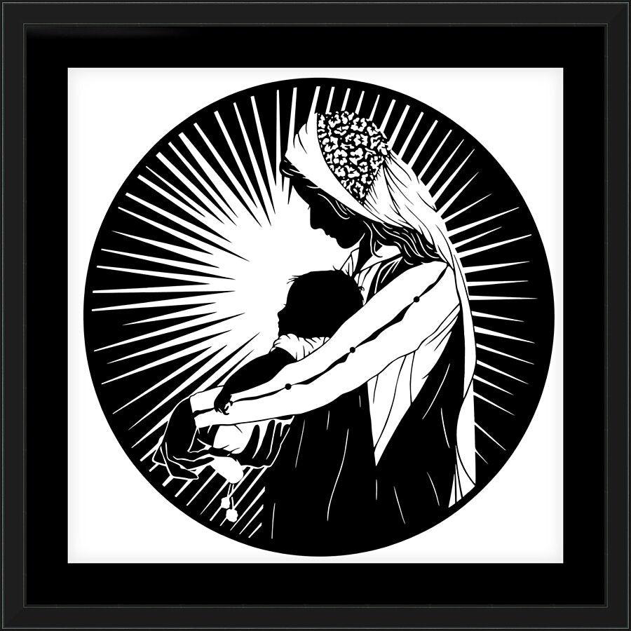 Wall Frame Black, Matted - Our Lady of the Light - ver.2 by D. Paulos