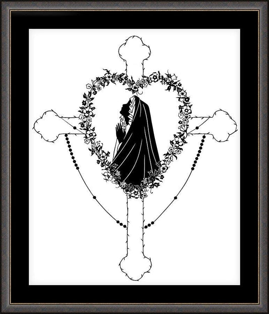 Wall Frame Espresso, Matted - Our Lady of the Rosary by D. Paulos
