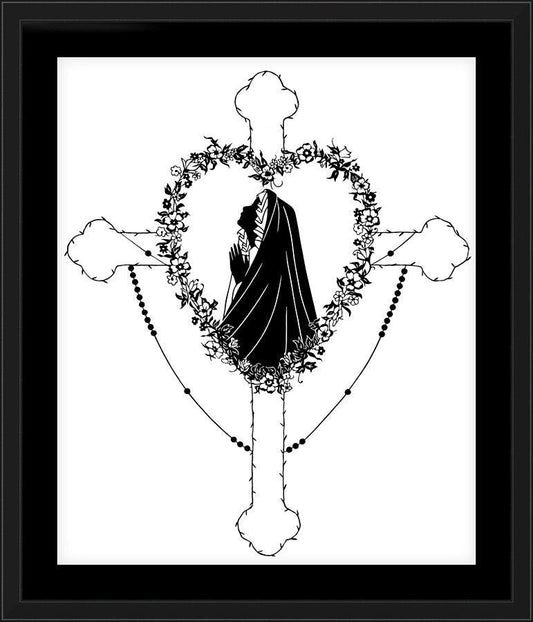 Wall Frame Black, Matted - Our Lady of the Rosary by D. Paulos